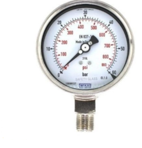 پرشر گیج تمام استیل ویکا صفحه ۱۰ سانت ۰–۶۰ بار – WIKA Stainless Steel Pressure Gauge 100 mm