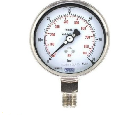 پرشر گیج تمام استیل ویکا صفحه ۱۰ سانت ۰–۶۰ بار – WIKA Stainless Steel Pressure Gauge 100 mm