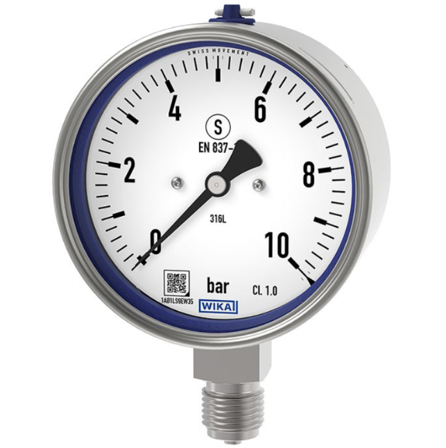 پرشر گیج تمام استیل ویکا صفحه ۱۰ سانت ۰–۱۰ بار – WIKA Pressure Gauge