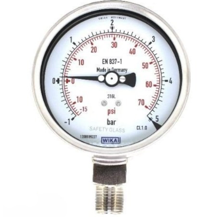 پرشر گیج تمام استیل ویکا صفحه ۱۰ سانت ۱–۵ بار – WIKA Pressure Gauge