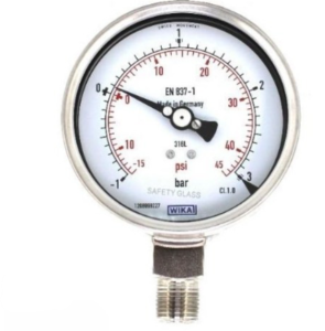 پرشر گیج تمام استیل ویکا صفحه ۱۰ سانت ۱- تا ۳ بار – WIKA 10 cm Stainless Steel Pressure Gauge