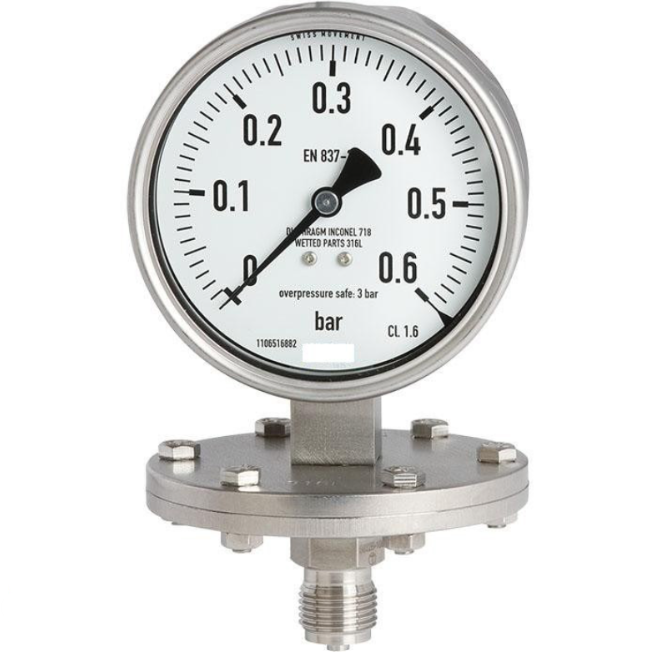 پرشر گیج روغنی تمام استیل ویکا مدل 433.50 صفحه ۱۰ سانت ۴ بار – WIKA Liquid-Filled Pressure Gauge