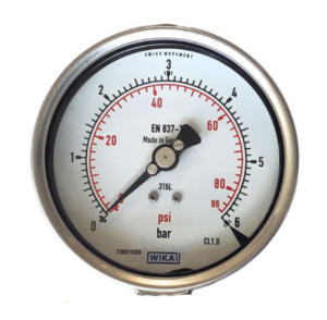 گیج فشار تمام استیل ویکا صفحه ۱۰ سانت ۰–۶ بار – WIKA Stainless Steel Pressure Gauge 100 mm 0–6 bar