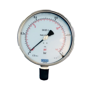 گیج فشار تمام استیل ویکا صفحه ۱۶ سانت رنج ۰–۱ بار – WIKA Stainless Steel Pressure Gauge
