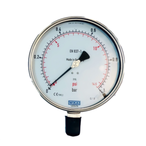 گیج فشار تمام استیل ویکا صفحه ۱۶ سانت رنج ۰–۱ بار – WIKA Stainless Steel Pressure Gauge