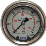 گیج فشار تمام استیل ویکا صفحه ۶ سانت ۲۰۰ بار اتصال افقی (از پشت) – WIKA Pressure Gauge Back Connection