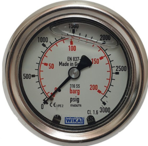 گیج فشار تمام استیل ویکا صفحه ۶ سانت ۲۰۰ بار اتصال افقی (از پشت) – WIKA Pressure Gauge Back Connection