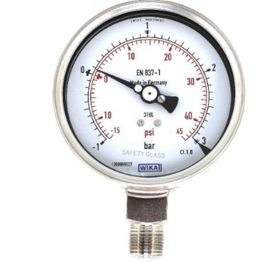 گیج فشار تمام استیل ویکا مدل 232.50.100 رنج ۰–۳ بار – WIKA 232.50.100 Stainless Steel Pressure Gauge