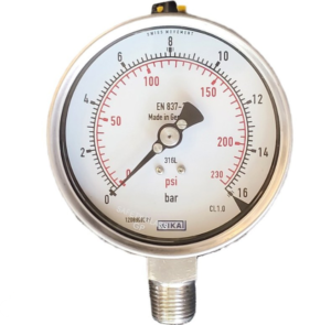 گیج فشار تمام استیل ویکا مدل 232.50.100 صفحه ۱۰ سانت ۱۶ بار – WIKA Stainless Steel Pressure Gauge