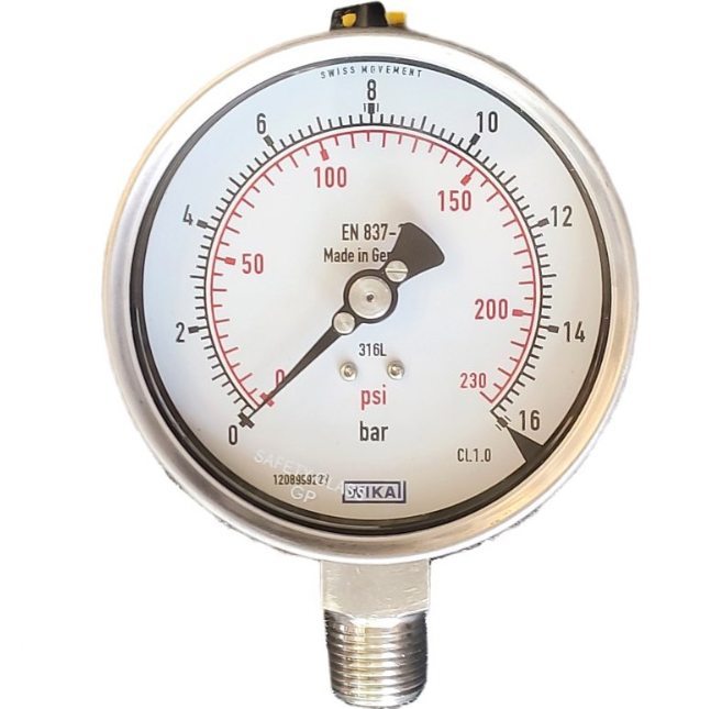 گیج فشار تمام استیل ویکا مدل 232.50.100 صفحه ۱۰ سانت ۱۶ بار – WIKA Stainless Steel Pressure Gauge