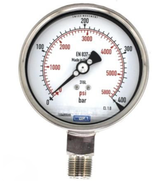 گیج فشار تمام استیل ویکا مدل 232.50.100 صفحه ۱۰ سانت ۴۰۰ بار – WIKA Pressure Gauge