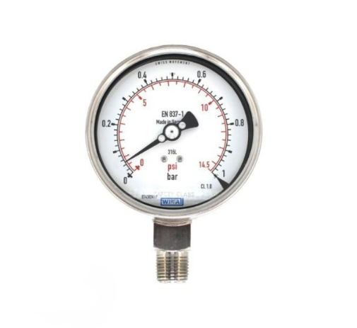 گیج فشار روغنی ویکا چین رنج ۰ تا ۱ بار – WIKA China Oil‑Filled Pressure Gauge
