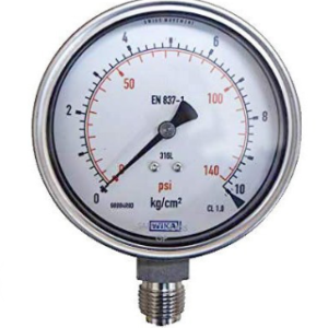 گیج فشار روغنی ویکا صفحه ۱۰ سانت ۰–۲۵ بار – WIKA 10 cm Oil‑Filled Pressure Gauge 0–25 bar