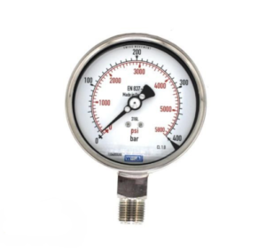 گیج فشار روغنی ویکا صفحه ۱۰ سانت رنج ۰–۴۰۰ بار – WIKA Liquid‑Filled Pressure Gauge 0–400 bar