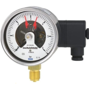 گیج فشار سوئیچ‌دار ویکا مدل PGS21.100 رنج ۰–۴۰۰ بار – WIKA Pressure Gauge with Switch