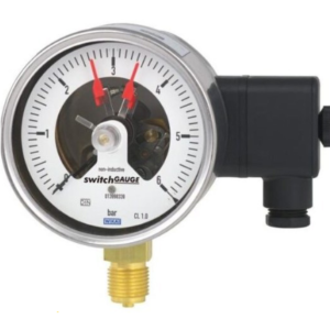 گیج فشار سوئیچ‌دار ویکا مدل PGS21.100 رنج ۰–۴۰۰ بار – WIKA Pressure Gauge with Switch