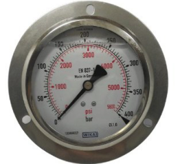 گیج فشار ویکا افقی صفحه ۱۰ سانت رزوه برنج – WIKA Pressure Gauge Back Connection Brass Thread