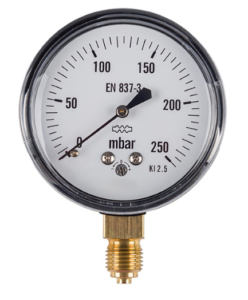 گیج فشار ویکا صفحه ۶ سانتی ۲۵۰ بار برنجی پشت مشکی – WIKA Brass Pressure