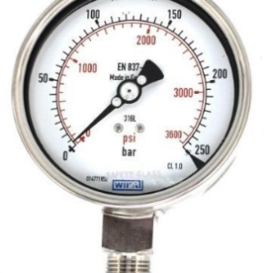 مانومتر تمام استیل ویکا صفحه ۱۰ سانت ۰–۲۵۰ بار – WIKA 100 mm Stainless Steel Pressure Gauge