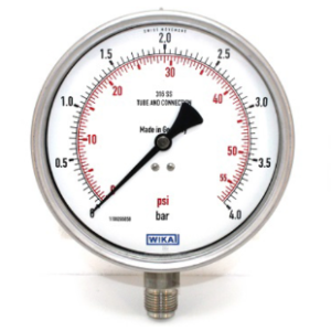 مانومتر تمام استیل ویکا صفحه ۶ سانت ۰–۴ بار اتصال زیر – WIKA Pressure Gauge Bottom Connection